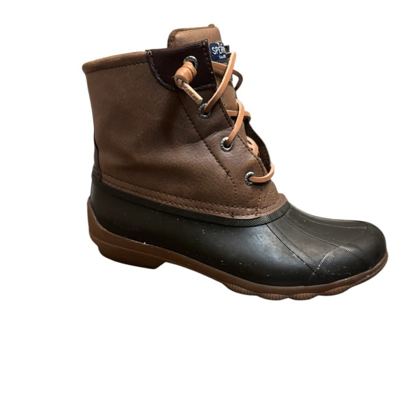 SPERRY SYREN GULF Women’s Duck Mid Boot SZ 7 Black Brown Keen Insert Topsider - Picture 5 of 17